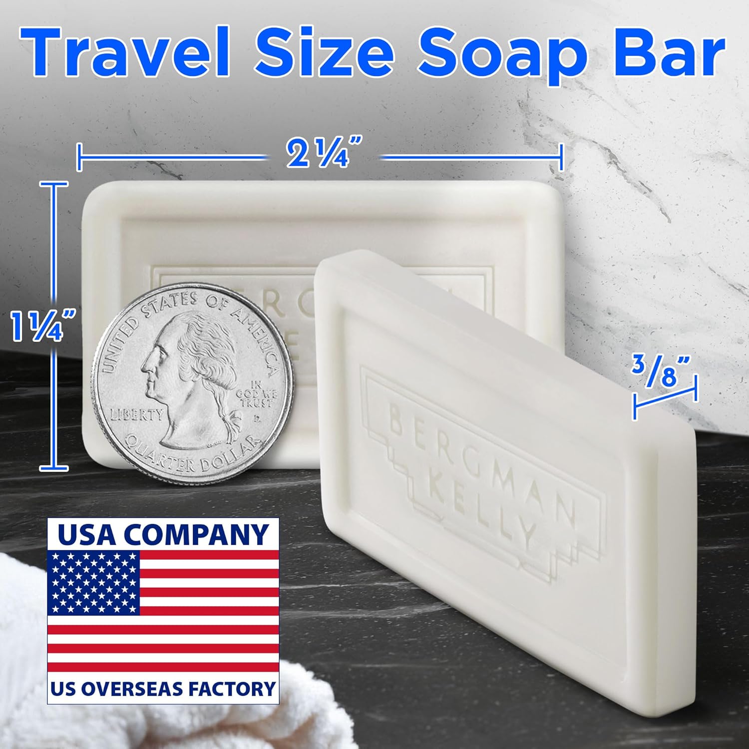 BERGMAN KELLY - Hotel Soap Bars - White Tea, 0.5 oz, 200 PK - Travel Size Luxury Bulk Amenities Bar Soap - Mini Individually Wrapped Rectangular Soap, Small Toiletries for Airbnb, Motel, Guest Bath