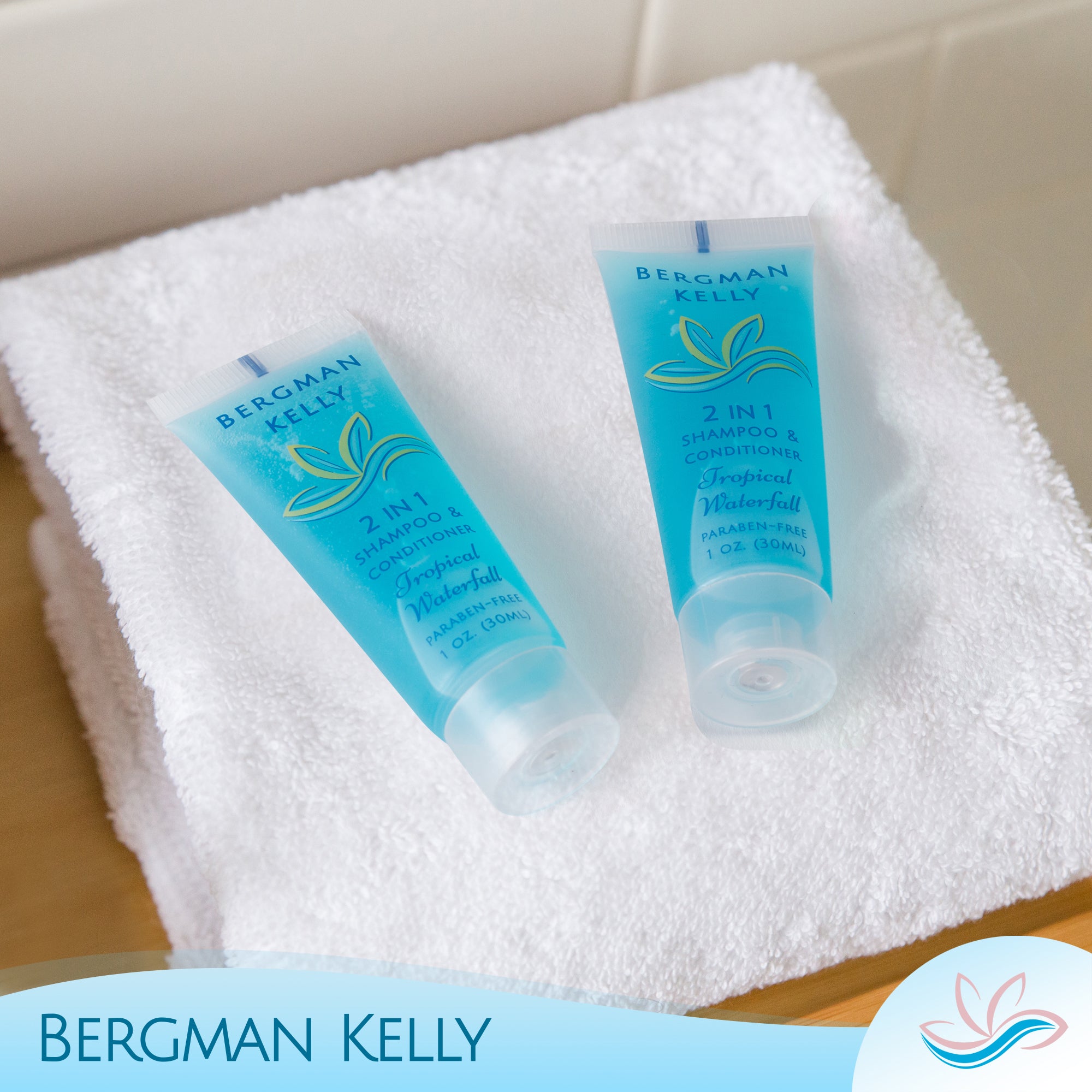Bergman Kelly - Travel Size 2 in 1 Shampoo & Conditioner - 1 fl oz, 100 Pack, White Tea (BK-2IN1-30m100 - 651402368559)
