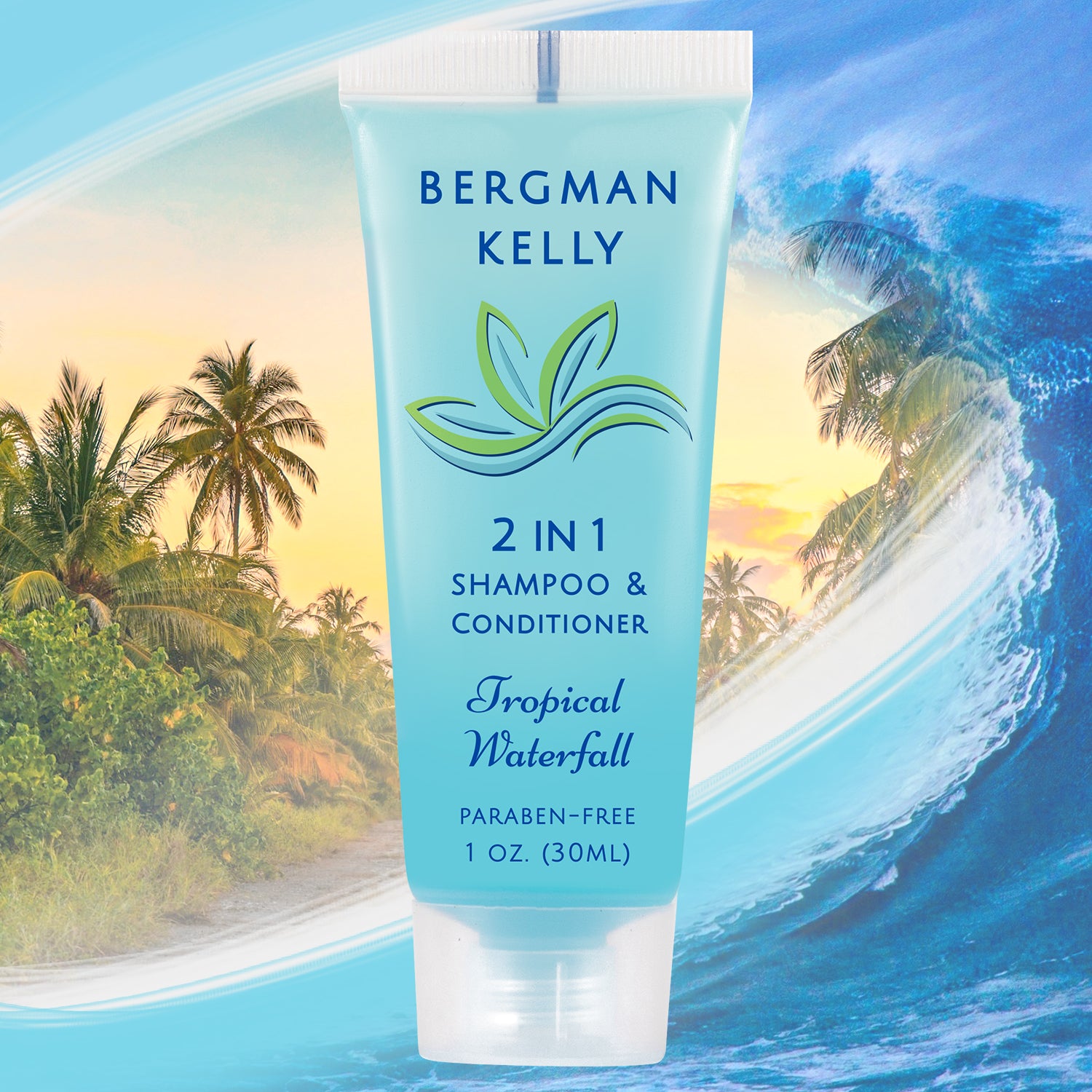 Bergman Kelly - Travel Size 2 in 1 Shampoo & Conditioner - 1 fl oz, 100 Pack, White Tea (BK-2IN1-30m100 - 651402368559)