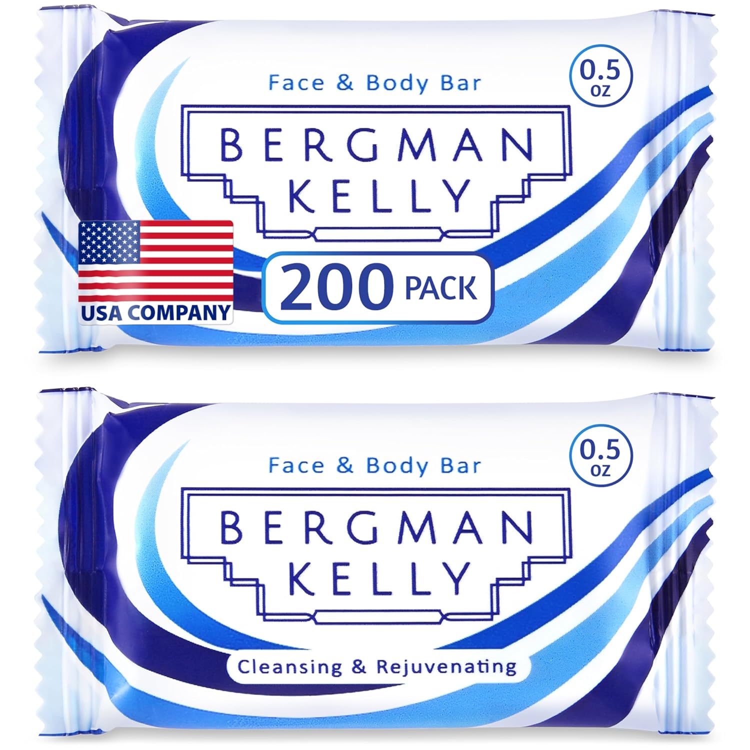BERGMAN KELLY - Hotel Soap Bars - White Tea, 0.5 oz, 200 PK - Travel Size Luxury Bulk Amenities Bar Soap - Mini Individually Wrapped Rectangular Soap, Small Toiletries for Airbnb, Motel, Guest Bath