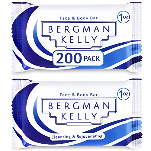 BERGMAN KELLY - Hotel Soap Bars - White Tea, 1 oz, 200 PK - Travel Size Luxury Bulk Amenities Bar Soap - Mini Individually Wrapped Rectangular Soap, Small Toiletries for Airbnb, Motel, Guest Bath